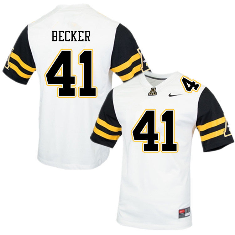 Men #41 Cole Becker Appalachian State Mountaineers College Football Jerseys Sale-White - Click Image to Close